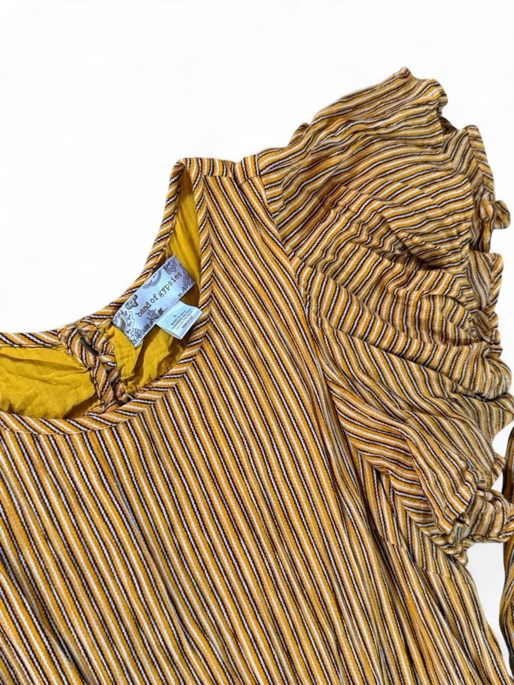 Band of Gypsies Mustard Stripe Midi Dress ✦ Cottagecore / Boho - Picture 8 of 8